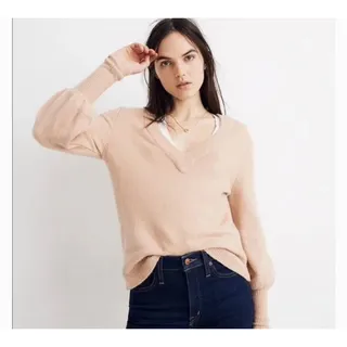 Photo of Madewell Wool Blend Dashwood Pullover Long Sleeve V-Neck Sweater Size Small