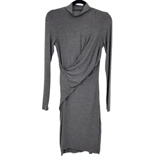 Photo of Theory Gloria Sulla Draped Long Sleeve Gray Dress Size Medium Modal Blend Womens