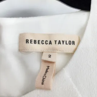 Photo of REBECCA TAYLOR Chalk Ivory Sleeveless Fringe A-Line Crew Neck Shift Dress Size 2