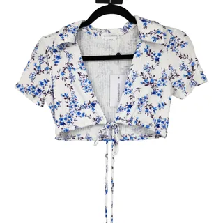 Photo of Lovers + Friends Paulie Wrap Top Ribbed Jersey Fabric in Benet Floral Size XS