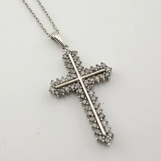 Photo of Shimmering 1/2 ct Diamond Cross Necklace - Sterling Silver