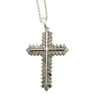 Photo of Shimmering 1/2 ct Diamond Cross Necklace - Sterling Silver