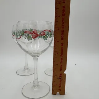 Photo of Set of 3 Corelle Callaway Holiday Water Wine Goblets 10oz