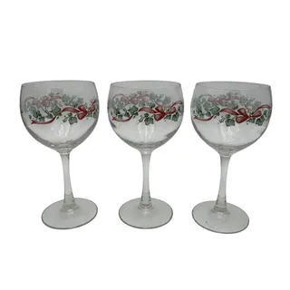 Photo of Set of 3 Corelle Callaway Holiday Water Wine Goblets 10oz