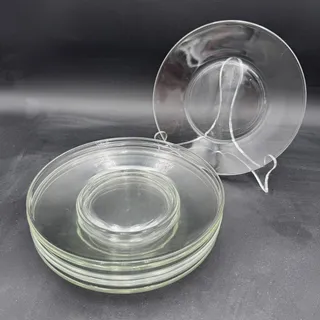 Photo of Vintage Glass Salad Plates 8" Simple Set of 8