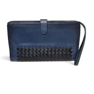 Photo of Bottega Veneta Intrecciato Navy Blue Leather Wristlet Clutch Wallet Organizer