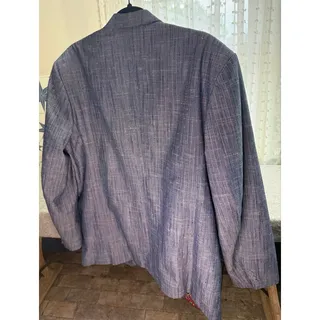 Photo of VTG Men 46R Luxury Slub Textured Wool Blazer Blue Pinstripe Paisley Lining