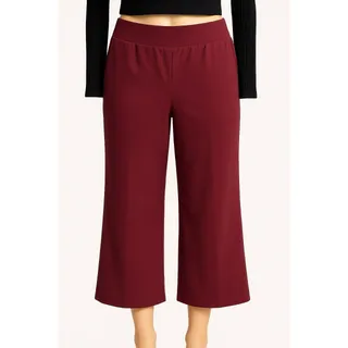 Photo of LOFT Pants Women Medium Burgundy Wide Leg Cropped High Rise Pull On NWT workwear