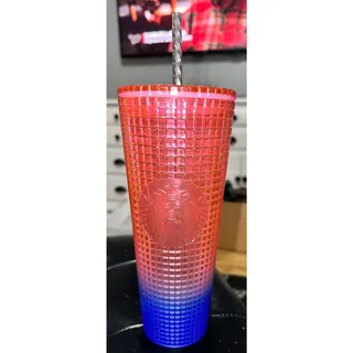 Photo of Starbucks 24oz Watermelon Pink Purple Gradient Ombre Grid Venti Tumbler Cup 2022