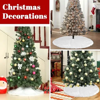 Photo of The Christmas Shoppe 60” faux fur tree skirt in Ivory/White