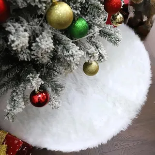 Photo of The Christmas Shoppe 60” faux fur tree skirt in Ivory/White