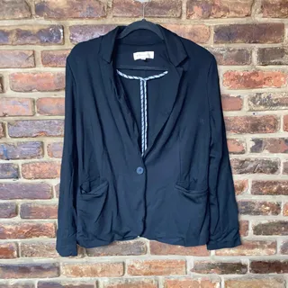 Photo of Philosophy Black Ponte Knit Stretch One Single Button Blazer Jacket Size Medium