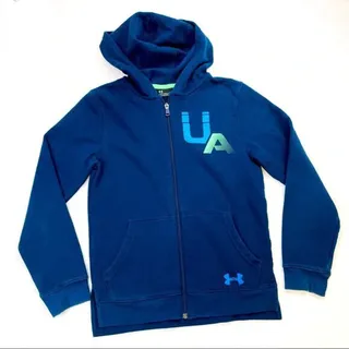 Photo of Under Armour Boy's Blue Rival Logo Full Zip Hoodie Jacket Large