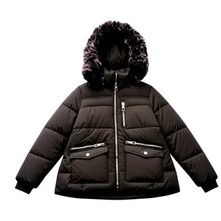 Photo of How Dare U Women’s Medium Olive Puffer Coat Faux Fur Hood Winter Jacket