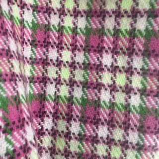 Photo of 100% Cashmere Scarf Made in Scotland Unique Plaid Pink Green Pale Yellow