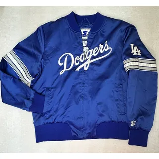 Photo of VTG 80s 90s Starter LA Dodgers Satin Jacket Full Zip Blue - Large