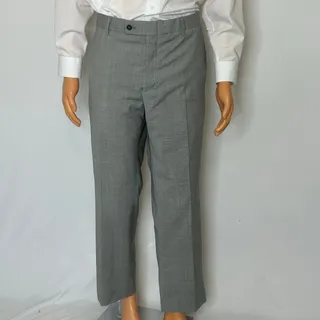 Photo of Nautica Mens 40x30 Gray Houndstooth Wool Blend Dress Pants Flat Front