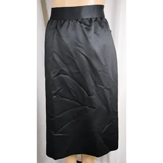 Photo of NWT Vintage La Bene Texsheen Black Satin Sheen Midi Skirt Size 13 14 USA