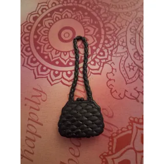 Photo of Vintage Barbie Black Woven Beaded Purse Bag 1.5 in Scale Fashion Doll Accessory