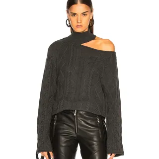 Photo of RtA Zane asymmetrical cable knit sweater size small
