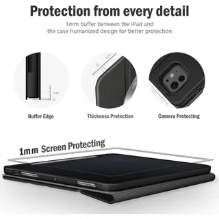 Photo of Antbox For IPad Pro 11 Inch Case M5 2025/M4 2024, Built-In Pencil Holder-Black