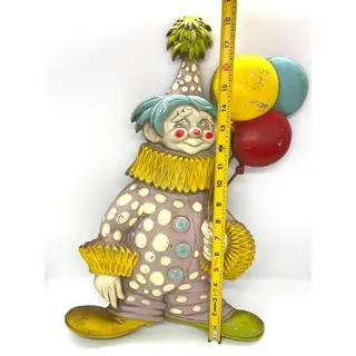 Photo of Vintage 1967 Sexton CLOWN WITH BALLOONS Die Cast Metal Walll Hanging 19.5"