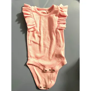 Photo of Cat & Jack Ribbed Infant Girls Bodysuit Size 0/3 Months Pink Ruffles