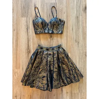 Photo of Dave & Johnny 2 Piece Dress Black & Gold Top Size 0 Skirt Size 00