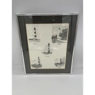 Photo of Cotton Ketchie NC Lighthouse Composite of 5 Nautical Art Prints c. 1981