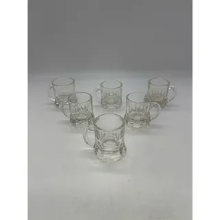 Photo of Vintage Clear Federal Glass Small Mini Beer Mug Shot Glass Set of 6