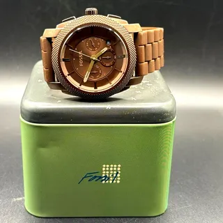 Photo of Fossil Machine FS4702 Chronograph Brown 45mm Men’s Watch Silicone Discontinued