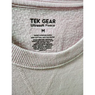 Photo of Tek Gear Ultrasoft Fleece Sweatshirt, Light Pink, thumbholes, Size M