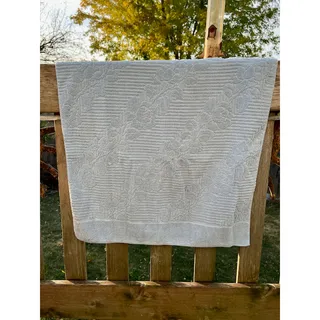 Photo of Fieldcrest sculpted rose bath towel blue 1980s
