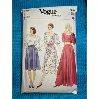 Photo of Vogue Sewing patterns 8256 Dress midi maxi ruffle puff sleeves 1980s size 10