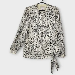 Photo of Vintage Anthony Sicari Blouse Womens 14 / 16 Black White Made in USA Career 