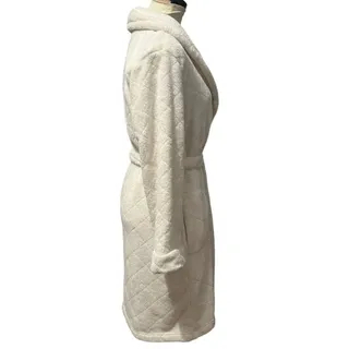 Photo of Talbots Quilted Plush Robe Cream Womens Large Spa Cozy House Coat