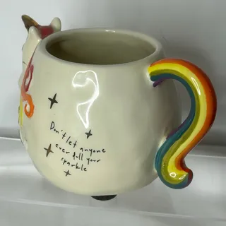 Photo of Natural Life Unicorn Mug Rainbow Handle Gold Stars Don’t Dull Your Sparkle