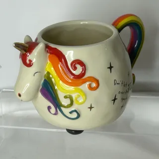 Photo of Natural Life Unicorn Mug Rainbow Handle Gold Stars Don’t Dull Your Sparkle