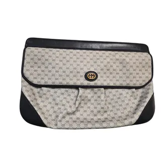 Photo of Vintage Gucci Micro GG Canvas Leather Clutch Bag 1980s