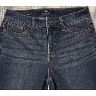 Photo of St. John's Bay Womens Straight Leg Blue Denim Jeans Size 4 Regular Fit