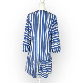 Photo of Chinti & Parker Striped Parasol Dress Women's 6 Blue White Wrap 3/4 Sleeves