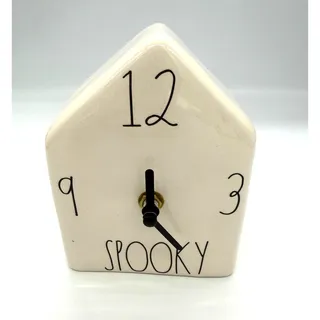 Photo of Rae Dunn Artisan Collection "Spooky" Birdhouse Clock Halloween Tested & Works