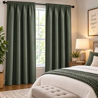 Photo of NICETOWN Blackout Curtains Insulated Rod Pocket Window Treatments 42x63 Green