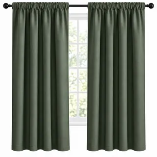 Photo of NICETOWN Blackout Curtains Insulated Rod Pocket Window Treatments 42x63 Green