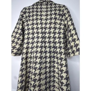 Photo of Anthropologie Tabitha Womens 6 Houndstooth Wool Blend Coat Cream Gray 