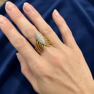 Photo of Gold Toned Crystal 'V' Chevron Ring