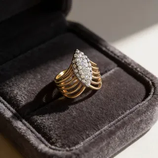 Photo of Gold Toned Crystal 'V' Chevron Ring