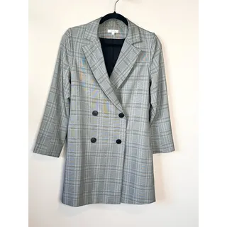 Photo of VETTA Convertible Glen Plaid Double Breasted Blazer Dress XS Vest Made USA