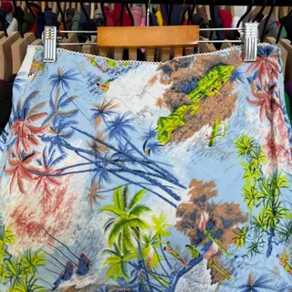 Photo of Vintage 90s Women’s Guess Tropical Pattern Skirt w Lace Trim