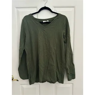 Photo of Zenana Women's Olive V-Neck Long Sleeve Top